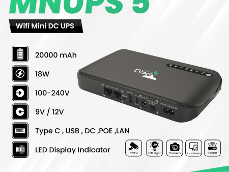 T PRO TP-MNUPS 5 20000MAH 18W MULTIFUNCTION NETWORK DC UPS Online Hot Sale