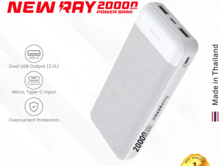 GADGET MAX New Ray Series 20000mAh Power Bank(2.1A) - White For Cheap