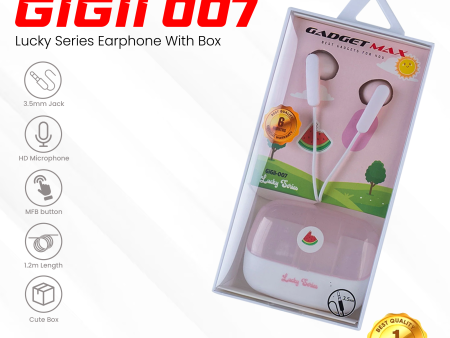 GADGET MAX GIGII-007 LUCKY SERIES  3.5MM Wired Earphone - PINK For Sale