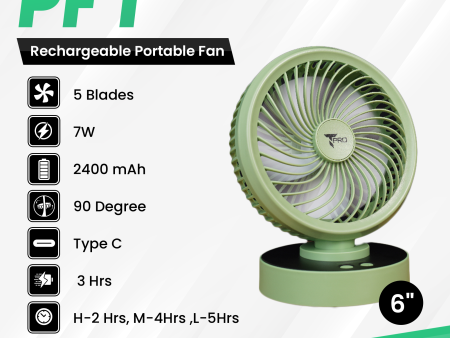 T PRO TP-PF 1 2400MAH PORTABLE FAN on Sale