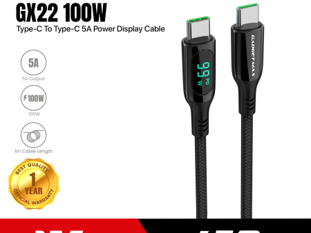 GADGET MAX GX22 100W TYPE C TO TYPE C 5A POWER DISPLAY CABLE (100W)(5A), Type-C to Type-C 100W Cable, 5A Cable For Cheap