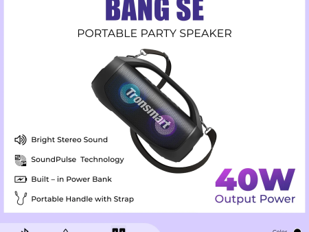 TRANSMART Bang SE 40W Portable Wireless Bluetooth Outdoor Speaker - Black Discount