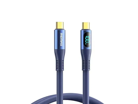 66W (C to C)-REMAX RC-C030 ZISEE SERIES 66W ALL-COMPATIBLE ELASTIC DATA CABLE WITH DIGITAL DISPLAY - Blue Sale