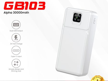 Gadget Max GB103 Alpha Series 30000mAh Power Bank - White Cheap