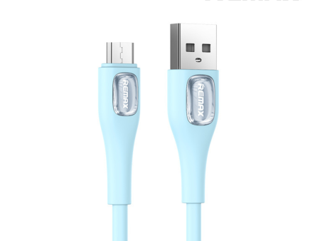 Remax RC-C096m Crystal Series 2.4A Liquid Silicone Fast Charging Micro Data Cable - Blue For Sale