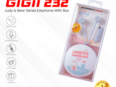 GADGET MAX GIGII-232 JUDY&BEAR SERIES 3.5MM Wired Earphone - BLUE Online now