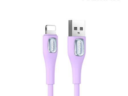 Remax RC-C096i Crystal Series 2.4A Liquid Silicone Fast Charging iPhone Data Cable - Purple Online Sale