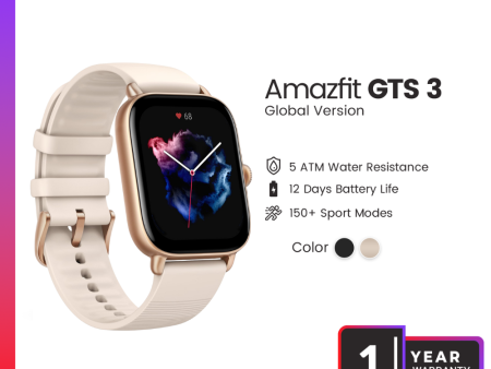 Amazfit GTS 3 Smart Watch(1 Year Official Warranty) -Ivory White Online Sale