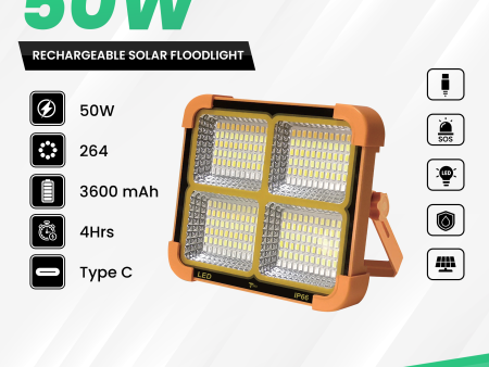 T-PRO 50W 3600MAH RECHARGABLE SOLAR FLOODLIGHT (IP66 WATERPROOF) Cheap