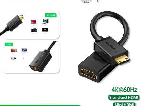 Ugreen Mini HDMI Male to HDMI Female Adapter Cable (4K@60Hz) (22cm) Cheap