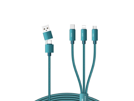 REMAX RC-C012 3 IN 2 KEROLLA SERIES 100W ALUMINUM 3-IN-2 FAST CHARGING DATA CABLE For Sale