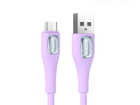 Remax RC-C096m Crystal Series 2.4A Liquid Silicone Fast Charging Micro Data Cable - Purple For Cheap