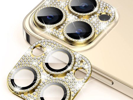 iPhone 16 Pro   16 Pro Max Enkay Beskyttelsesglas til Kameralinse m. Rhinsten - Guld Fashion